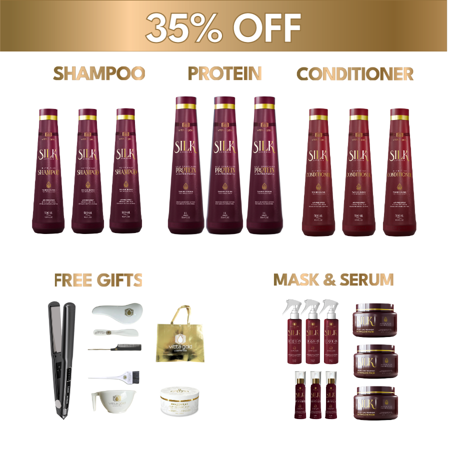 3x Complete Hair Straightening Bundle (35% Off): Protein, Shampoo, Conditioner, Mask & Serum