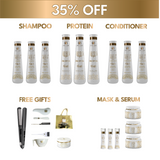 3x Complete Hair Straightening Bundle (35% Off): Protein, Shampoo, Conditioner, Mask & Serum